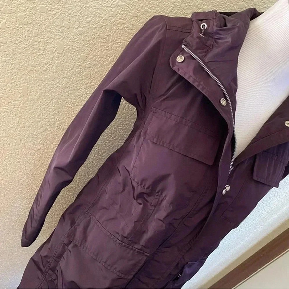 Athleta Downpour Coat Waterproof Mid Length Hooded Purple Full Zip: XXS - Picture 3 of 14